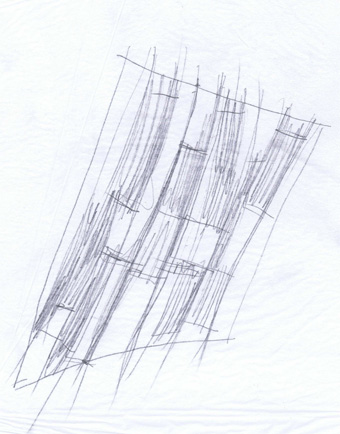 Handskizze der Raumstruktur des Gebäudes